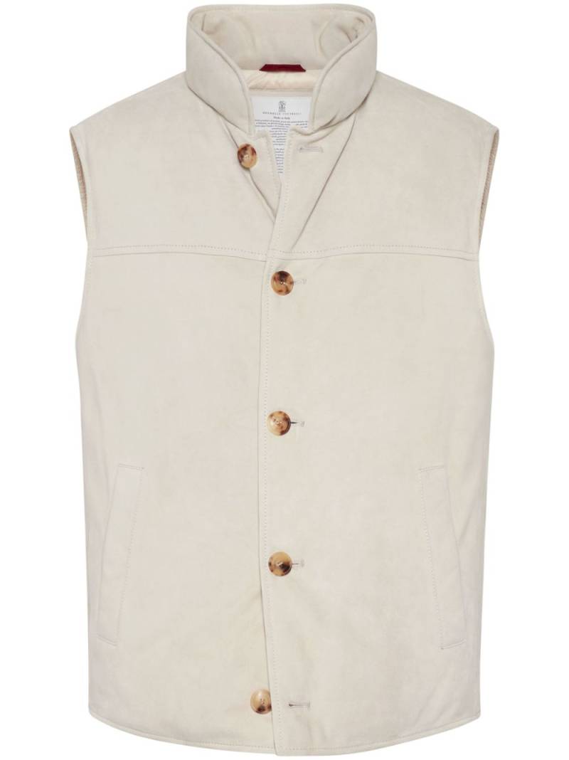 Brunello Cucinelli padded leather vest - Neutrals von Brunello Cucinelli