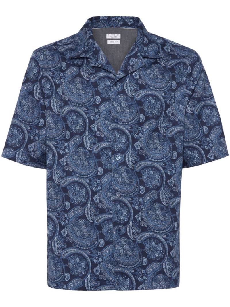 Brunello Cucinelli paisley-print cotton shirt - Blue von Brunello Cucinelli