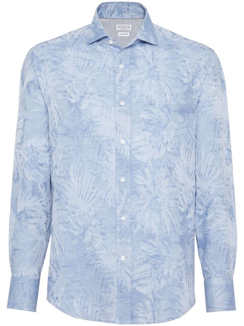 Brunello Cucinelli palm springs-jacquard shirt - Blue von Brunello Cucinelli