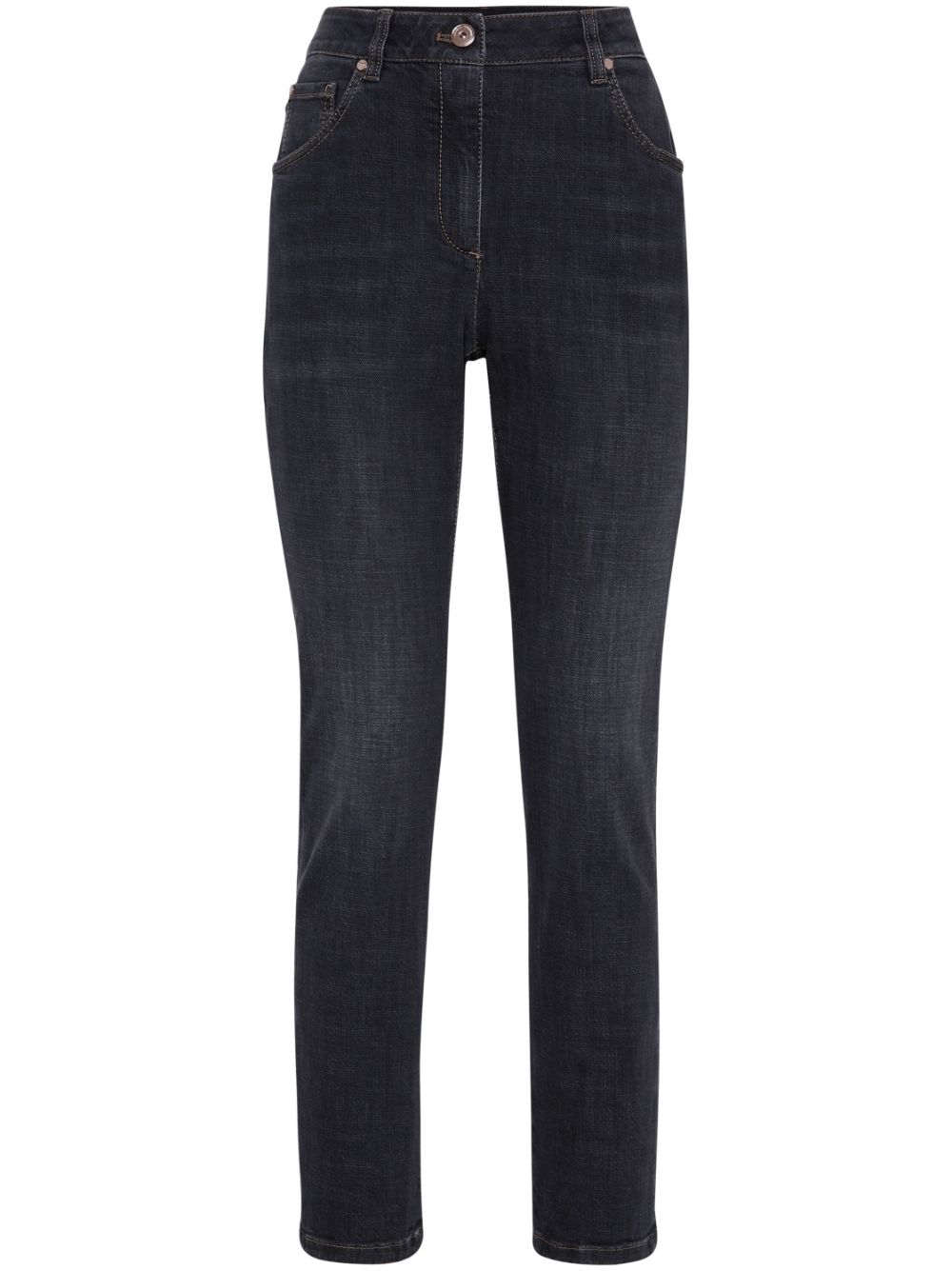 Brunello Cucinelli patch detail high-waisted jeans - Black von Brunello Cucinelli