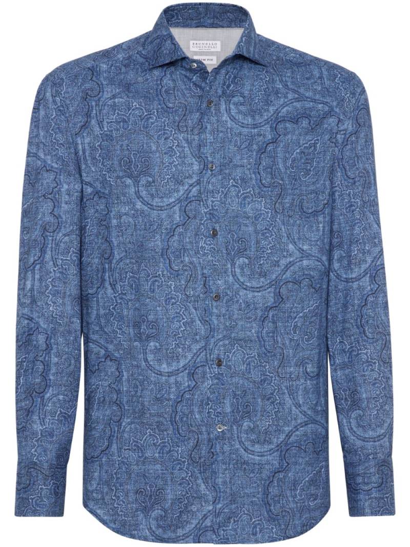 Brunello Cucinelli patterned jacquard cotton shirt - Blue von Brunello Cucinelli