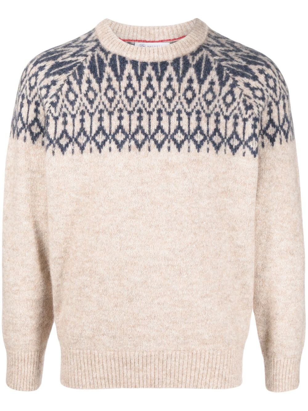 Brunello Cucinelli patterned-knit crew-neck jumper - Neutrals von Brunello Cucinelli