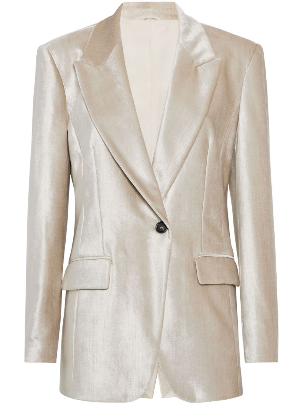 Brunello Cucinelli pearlescent-finish peak-lapel blazer - Neutrals von Brunello Cucinelli