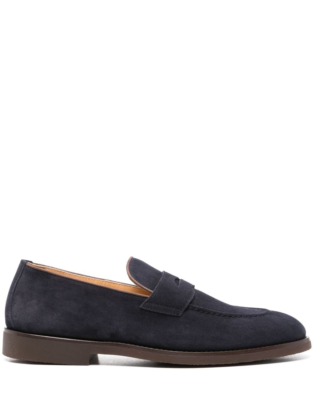 Brunello Cucinelli penny-slot suede loafers - Blue von Brunello Cucinelli