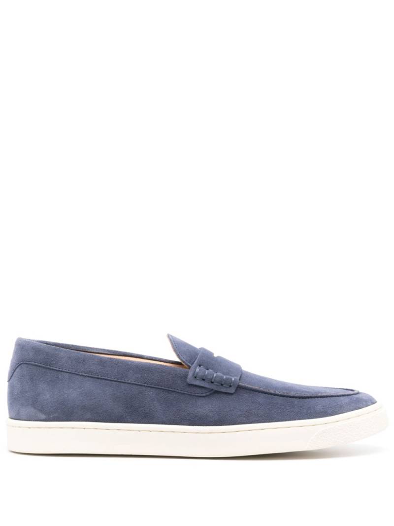 Brunello Cucinelli penny-slot suede loafers - Blue von Brunello Cucinelli