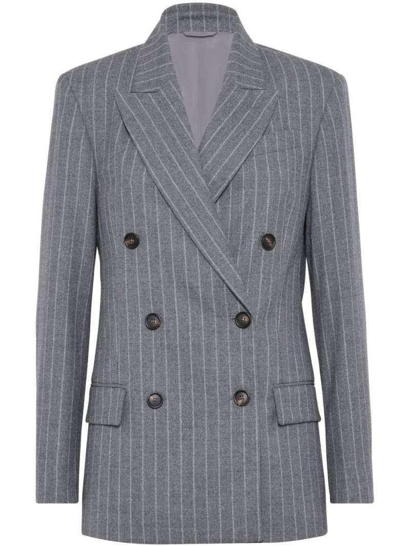 Brunello Cucinelli pinstripe double-breasted blazer - Grey von Brunello Cucinelli