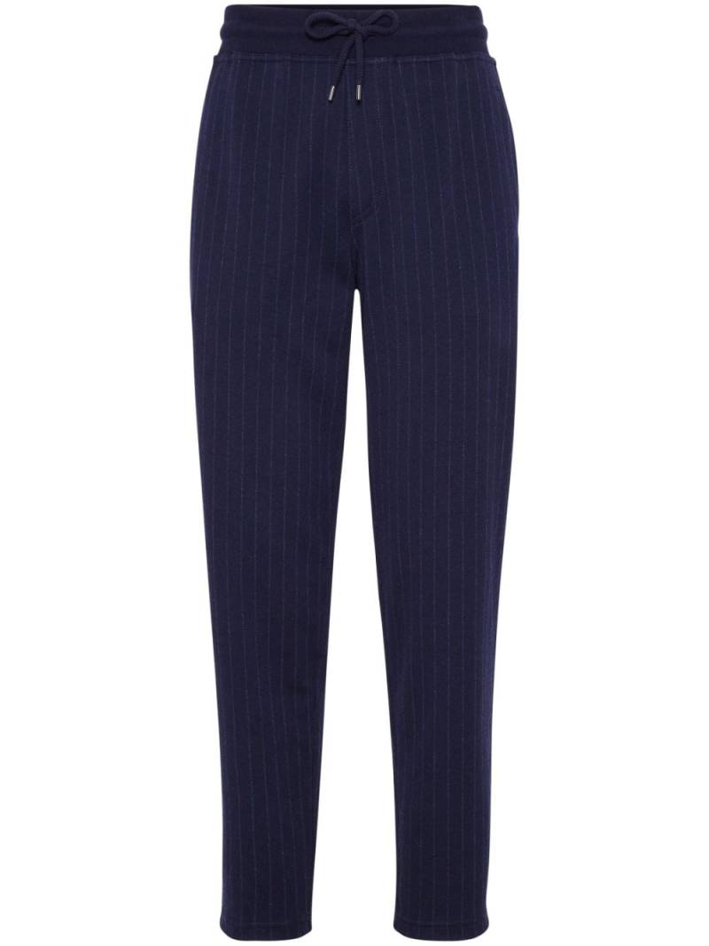 Brunello Cucinelli pinstriped mid-rise track trousers - Blue von Brunello Cucinelli