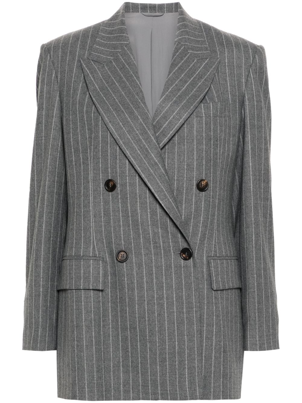 Brunello Cucinelli pinstriped wool blazer - Grey von Brunello Cucinelli