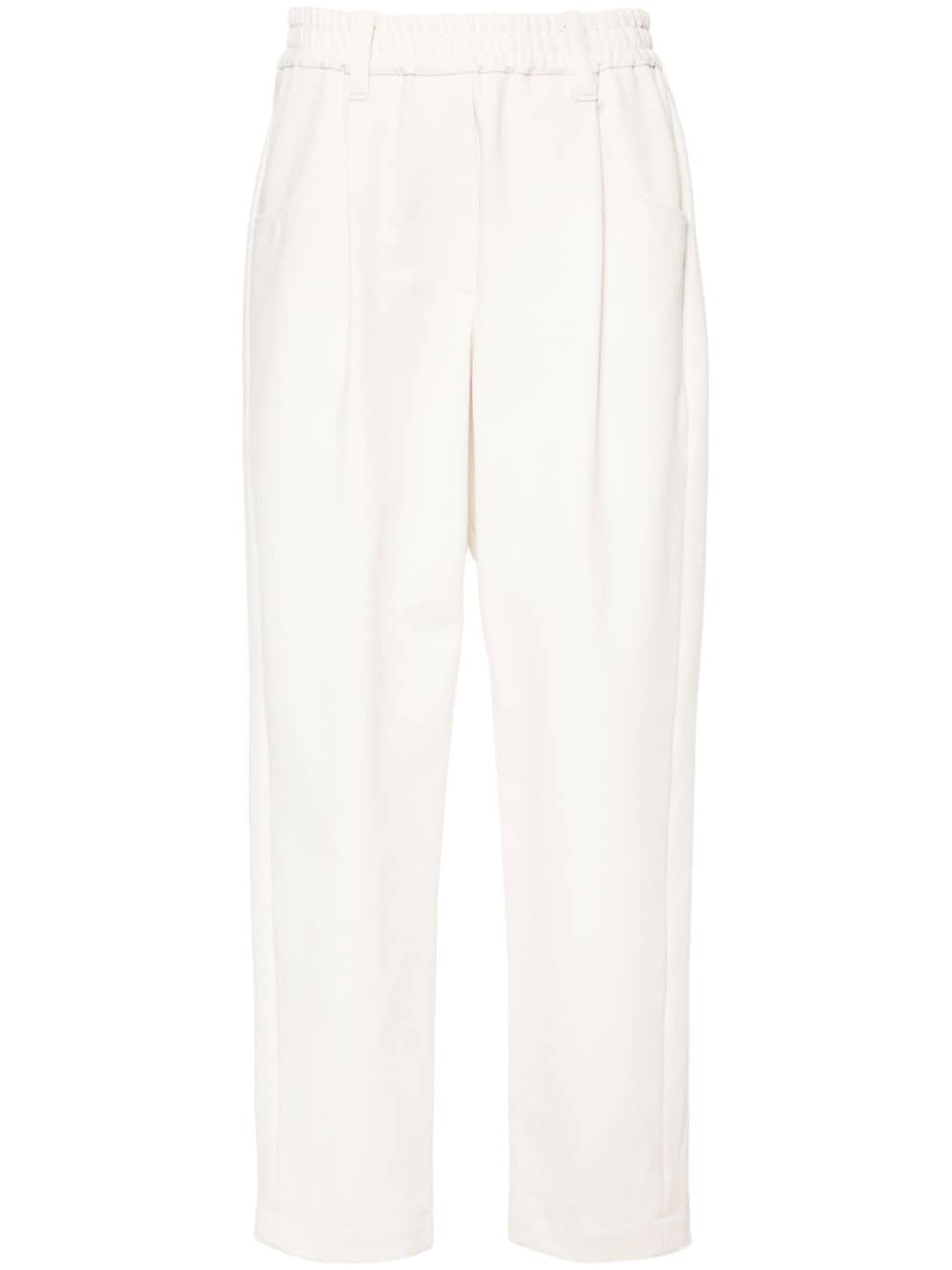 Brunello Cucinelli pleat-detailed jersey track trousers - Neutrals von Brunello Cucinelli