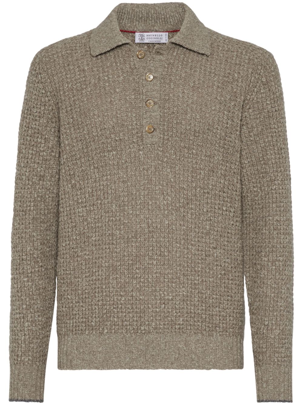 Brunello Cucinelli polo-collar long-sleeved jumper - Neutrals von Brunello Cucinelli