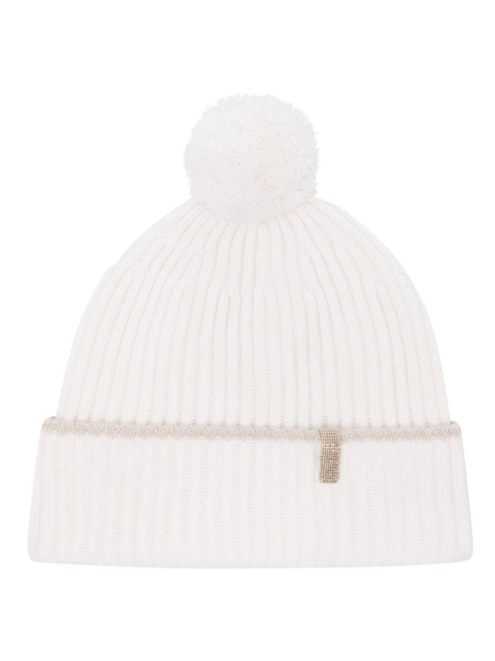 Brunello Cucinelli pompom-detail cashmere beanie - White von Brunello Cucinelli