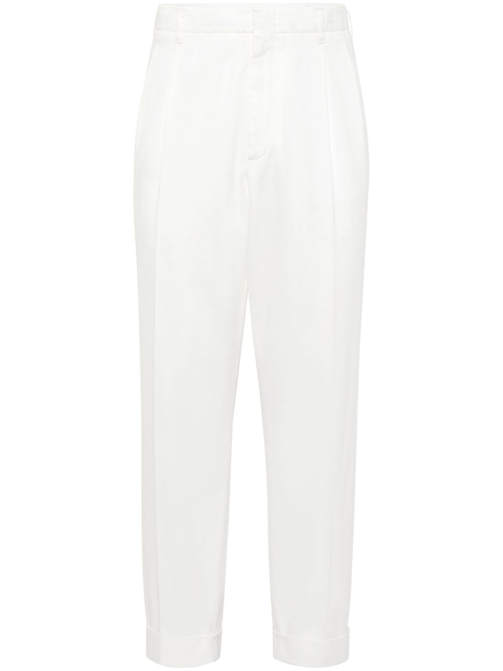 Brunello Cucinelli pressed-crease cotton trousers - White von Brunello Cucinelli