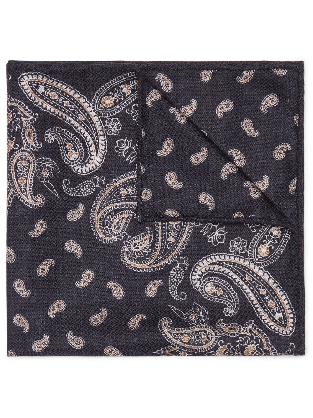 Brunello Cucinelli printed silk pocket square - Black von Brunello Cucinelli