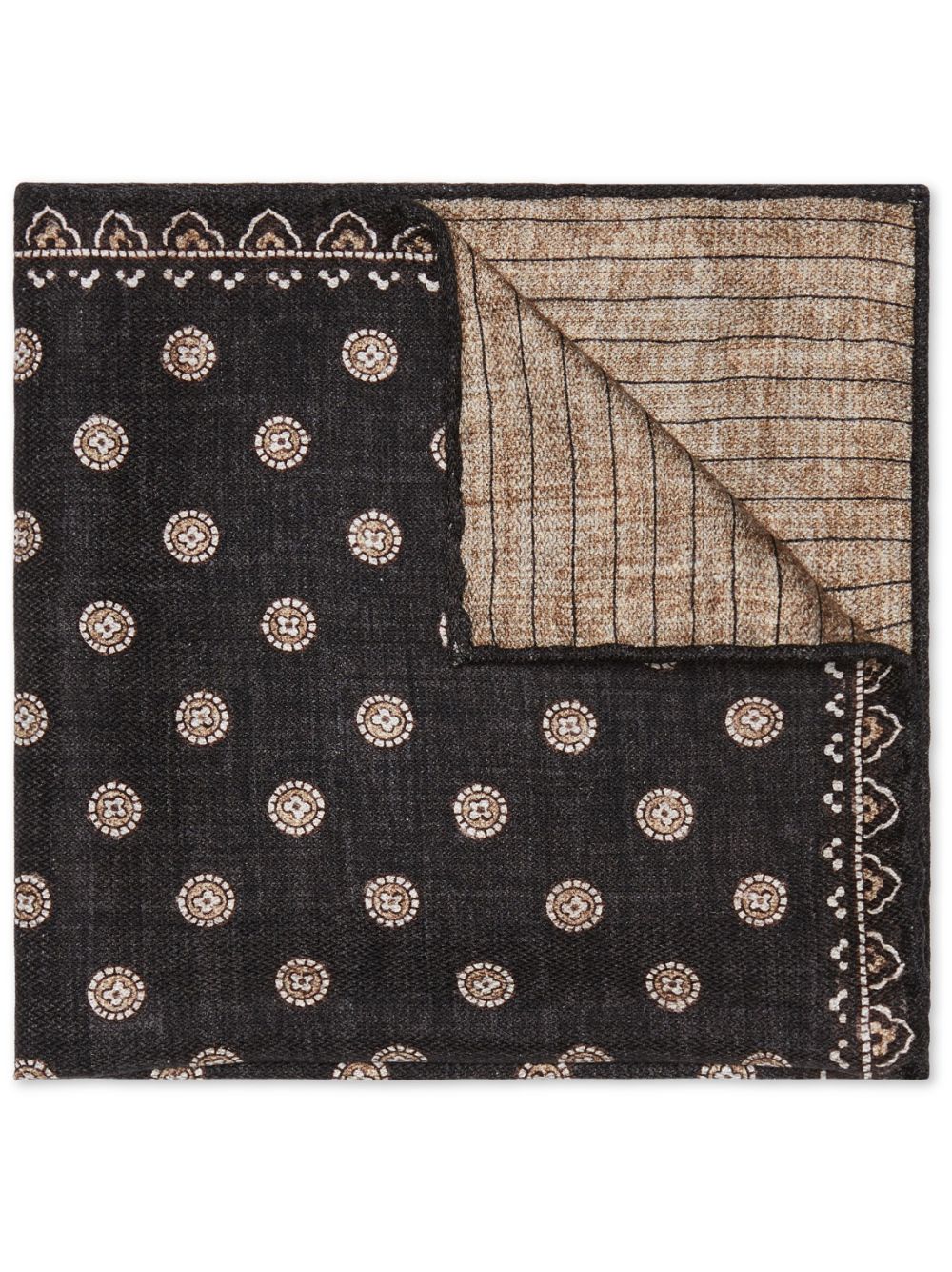 Brunello Cucinelli printed silk pocket square - Black von Brunello Cucinelli