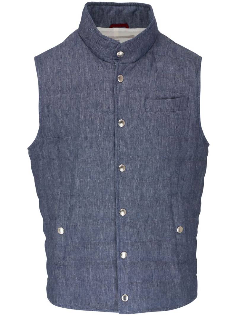 Brunello Cucinelli quilted linen gilet - Blue von Brunello Cucinelli