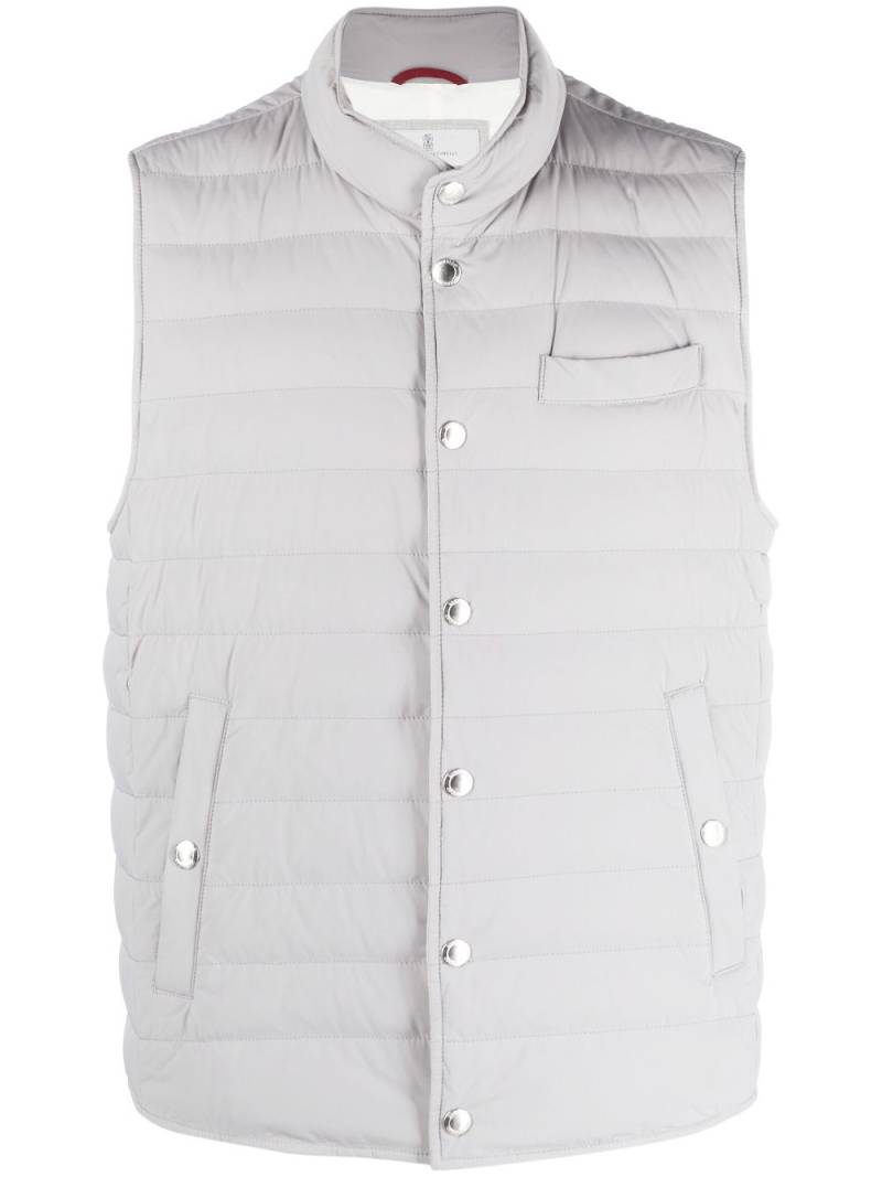 Brunello Cucinelli quilted padded down gilet - Grey von Brunello Cucinelli