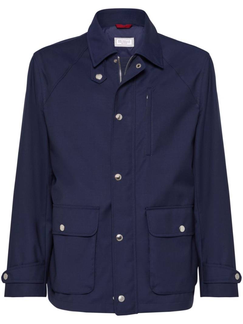 Brunello Cucinelli raglan-sleeve field jacket - Blue von Brunello Cucinelli