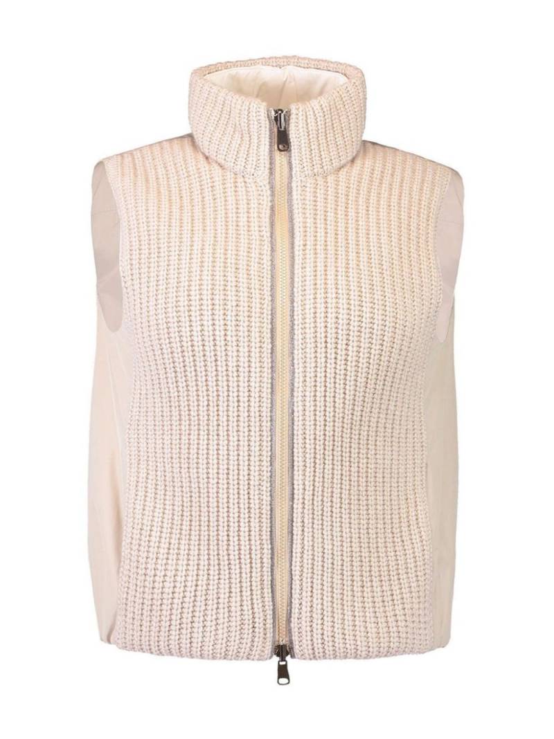 Brunello Cucinelli reversible ribbed-knit cashmere gilet - White von Brunello Cucinelli