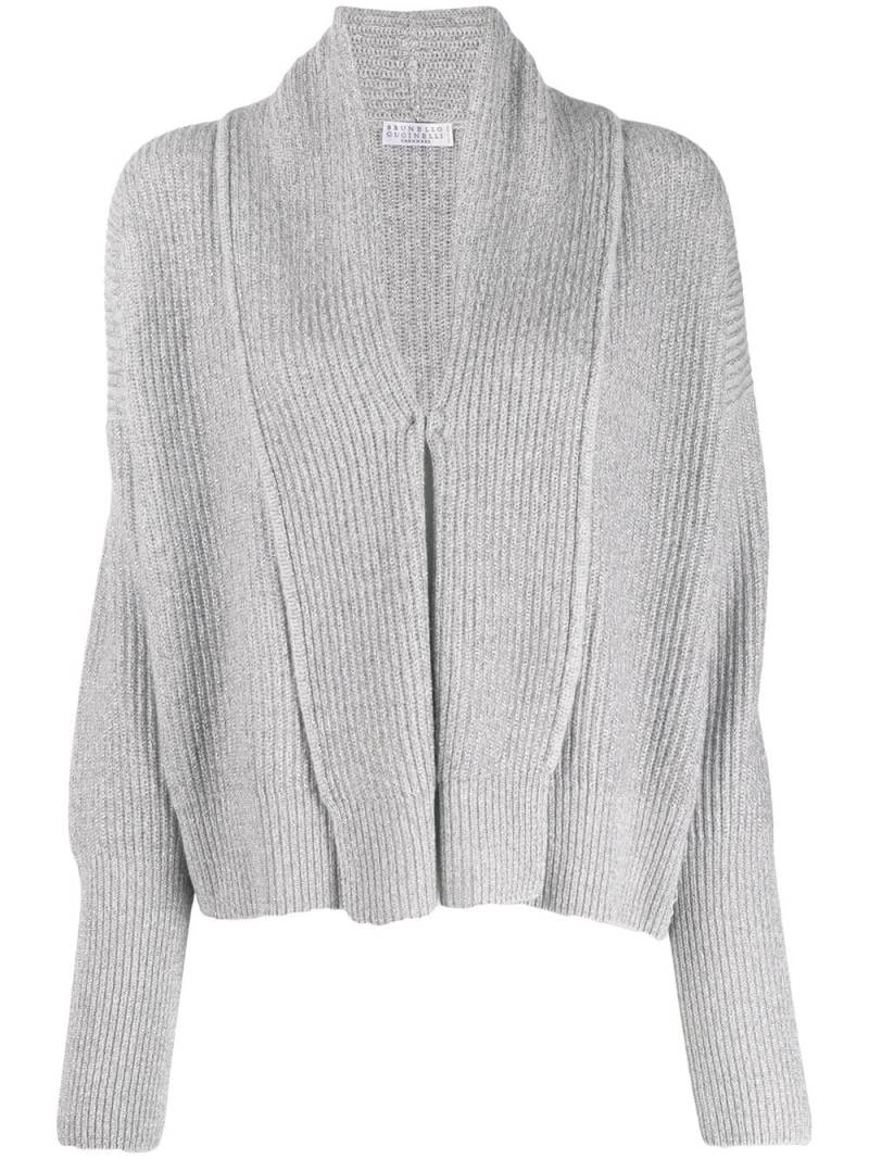 Brunello Cucinelli ribbed cardigan - Grey von Brunello Cucinelli