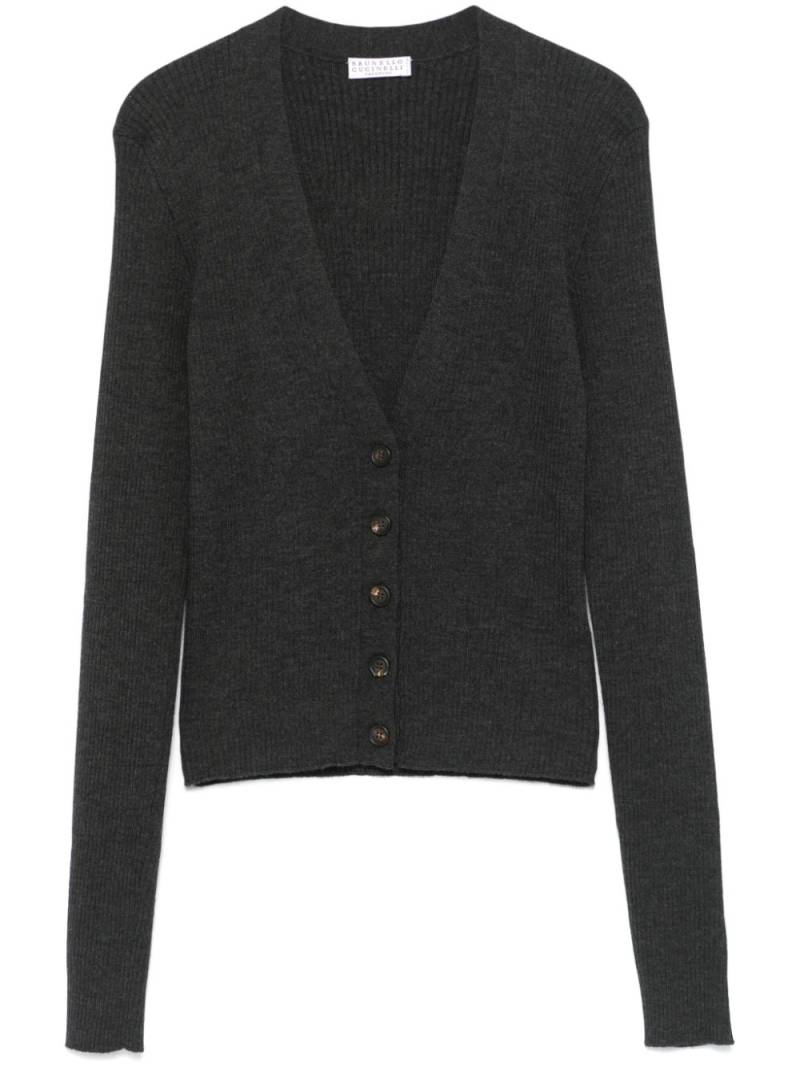 Brunello Cucinelli ribbed cardigan - Grey von Brunello Cucinelli