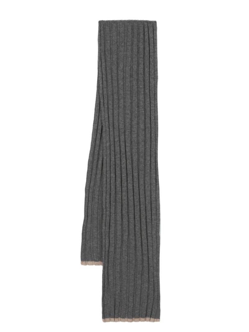 Brunello Cucinelli ribbed cashmere scarf - Grey von Brunello Cucinelli