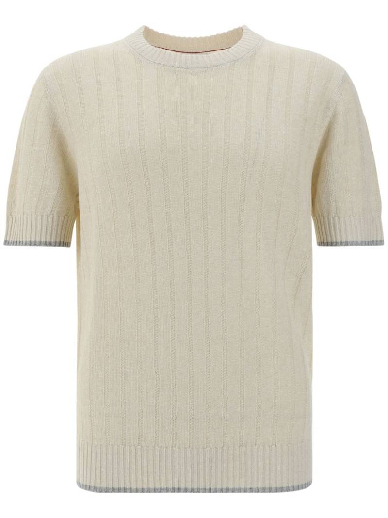 Brunello Cucinelli ribbed-knit T-shirt - Yellow von Brunello Cucinelli