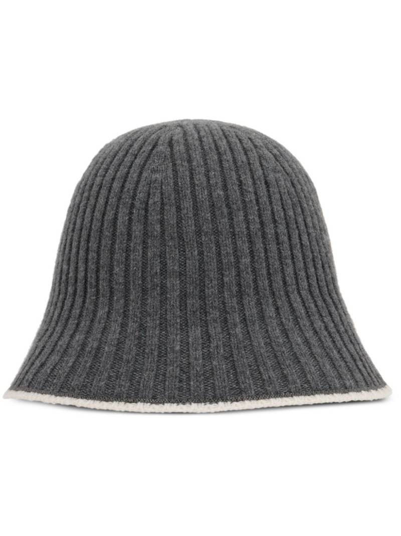 Brunello Cucinelli ribbed-knit bucket hat - Grey von Brunello Cucinelli