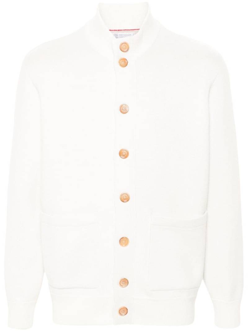 Brunello Cucinelli ribbed-knit cardigan - White von Brunello Cucinelli