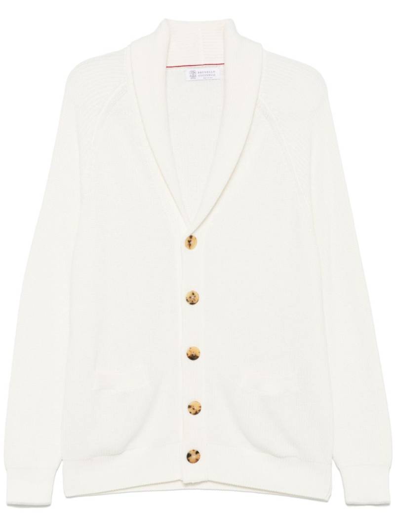 Brunello Cucinelli ribbed-knit cardigan - White von Brunello Cucinelli