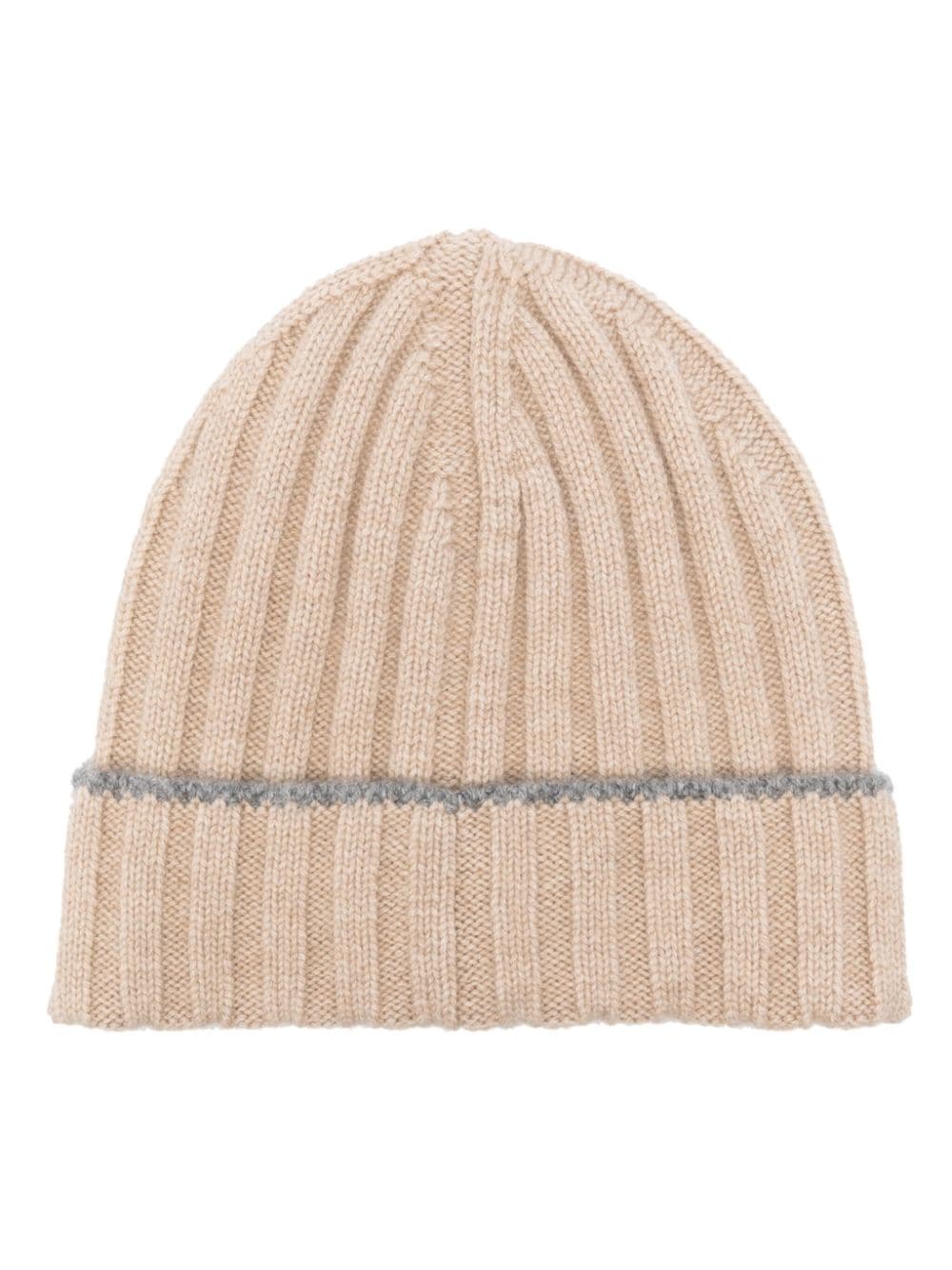 Brunello Cucinelli ribbed-knit cashmere beanie - Neutrals von Brunello Cucinelli