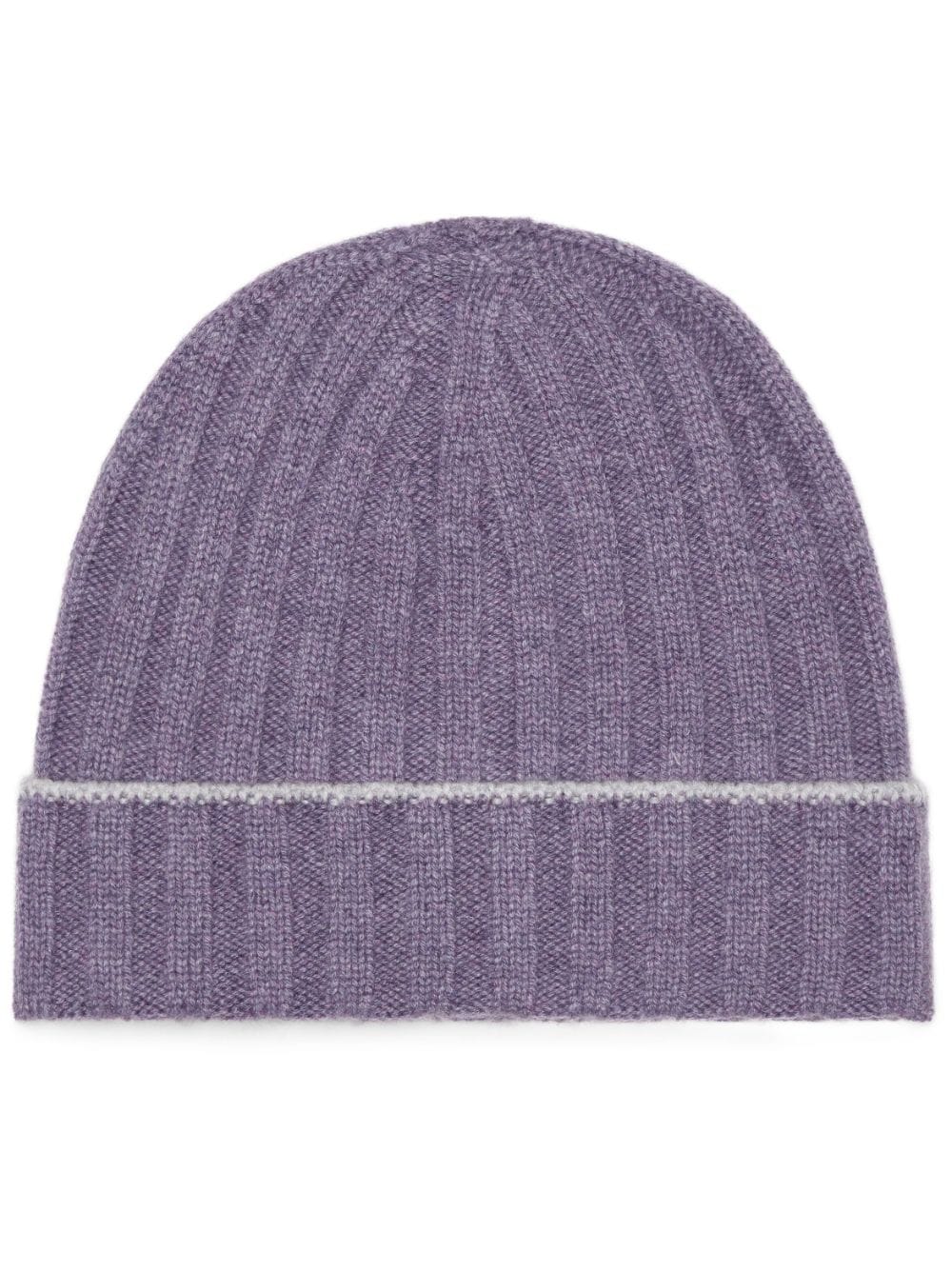 Brunello Cucinelli ribbed-knit cashmere beanie - Purple von Brunello Cucinelli