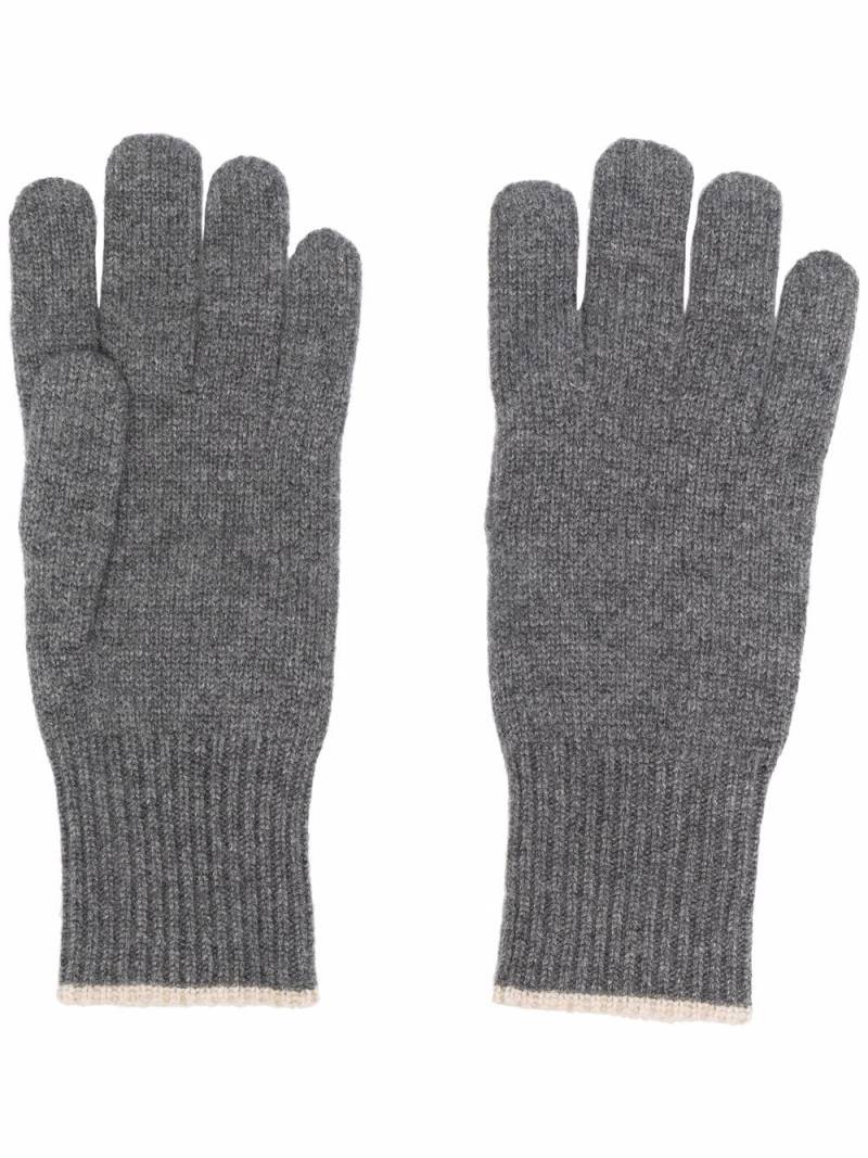 Brunello Cucinelli ribbed-knit cashmere gloves - Grey von Brunello Cucinelli