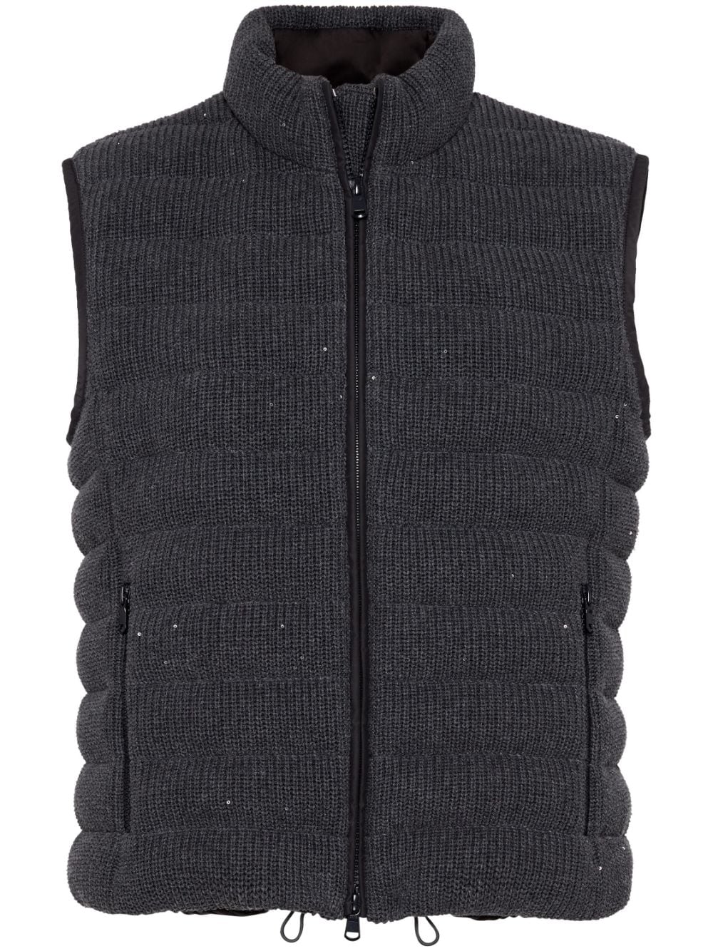 Brunello Cucinelli ribbed-knit padded gilet - Grey von Brunello Cucinelli