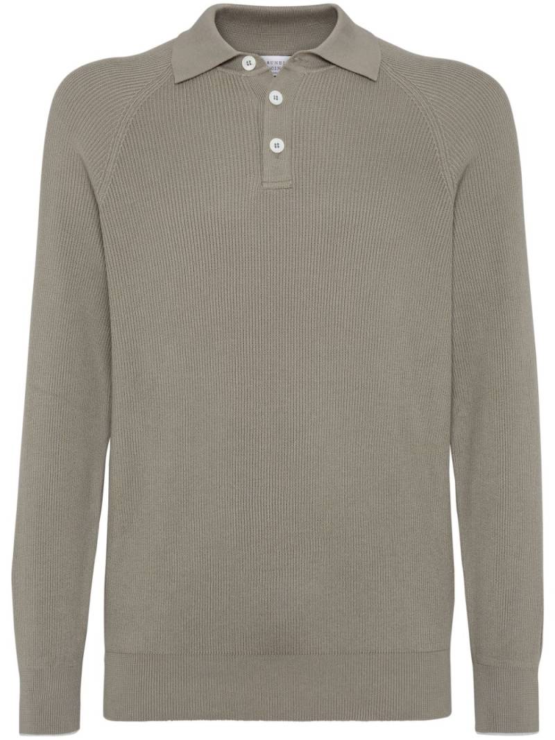 Brunello Cucinelli ribbed-knit polo shirt - Neutrals von Brunello Cucinelli