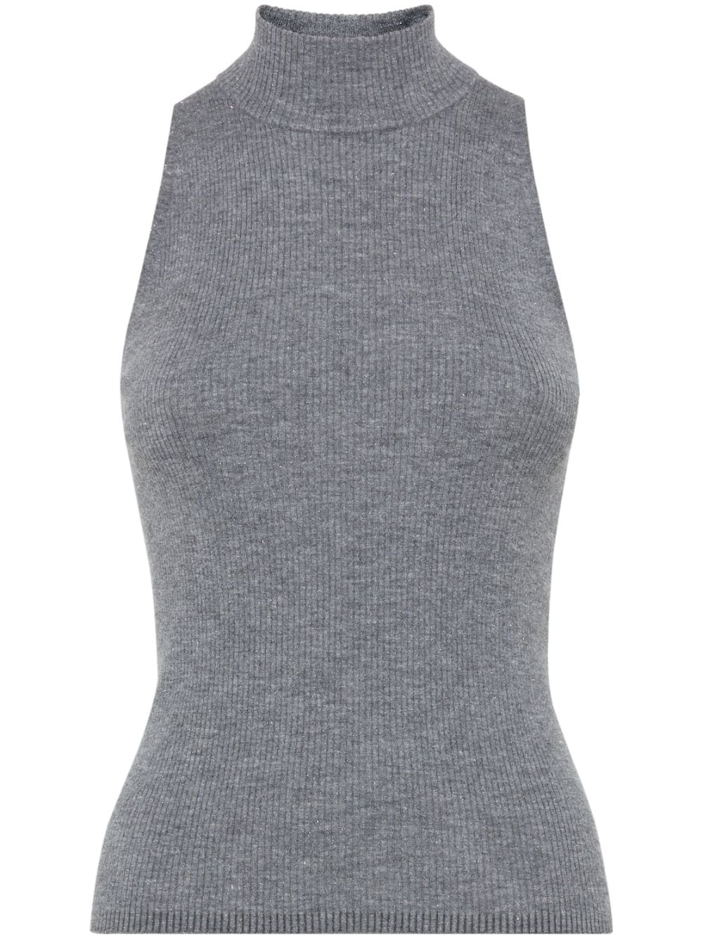 Brunello Cucinelli ribbed-knit roll-neck top - Grey von Brunello Cucinelli