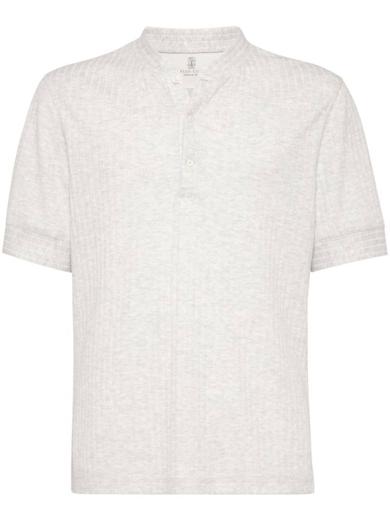 Brunello Cucinelli ribbed v-neck t-shirt - Grey von Brunello Cucinelli