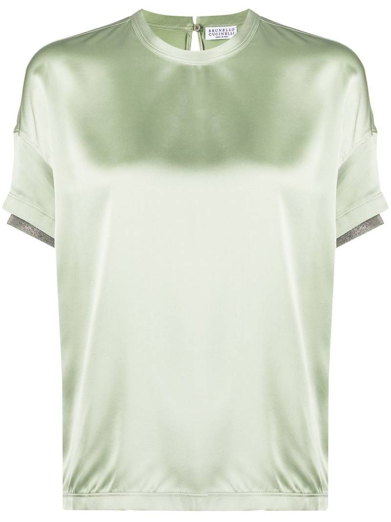 Brunello Cucinelli satin short-sleeve top - Green von Brunello Cucinelli