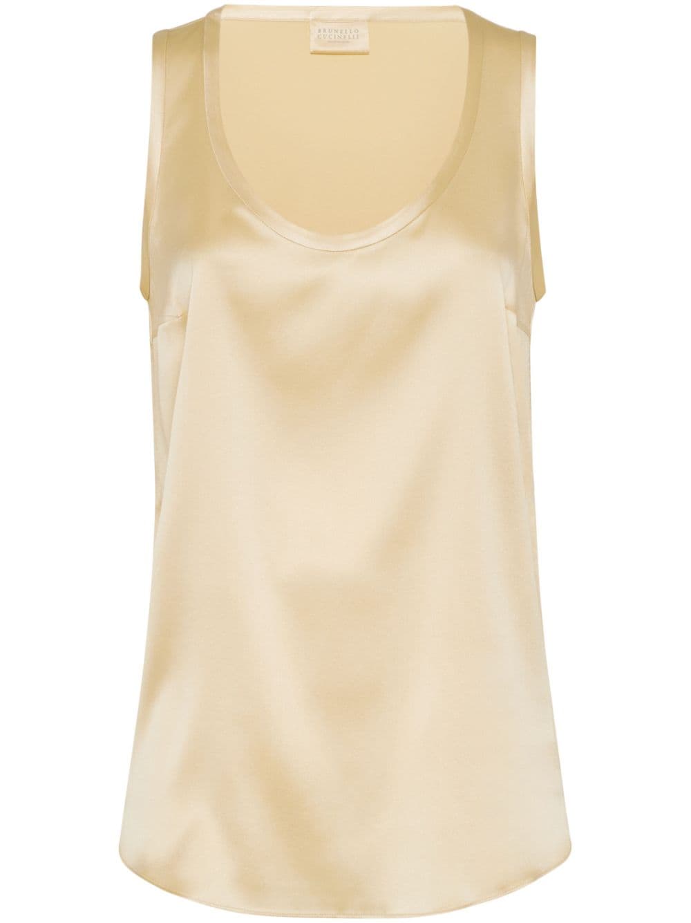 Brunello Cucinelli scoop-neck stretch-silk tank top - Neutrals von Brunello Cucinelli