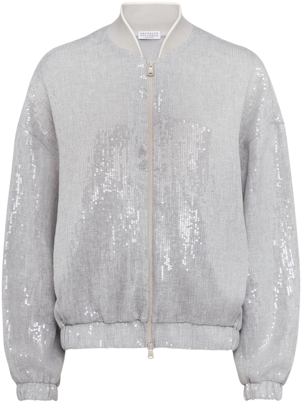 Brunello Cucinelli sequin-embellished bomber jacket - Silver von Brunello Cucinelli