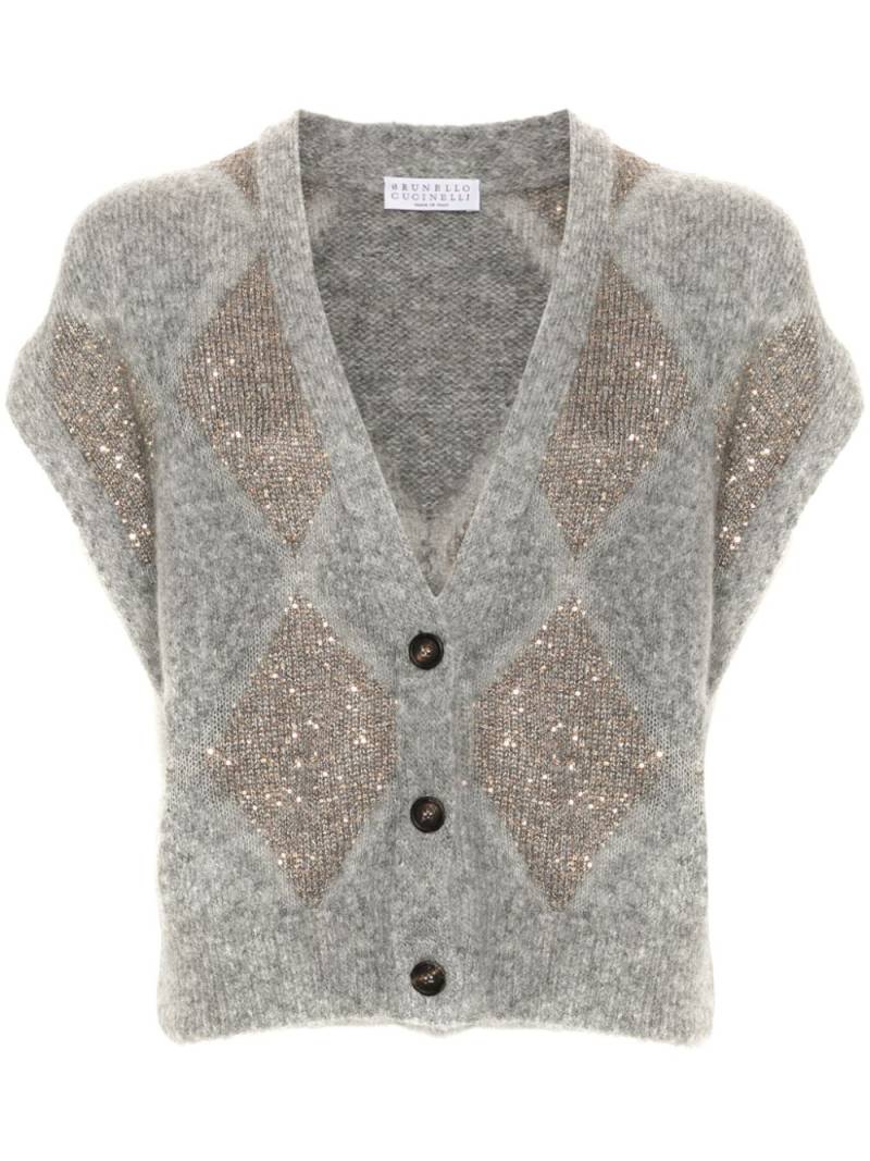 Brunello Cucinelli sequin-embellished cardigan - Grey von Brunello Cucinelli