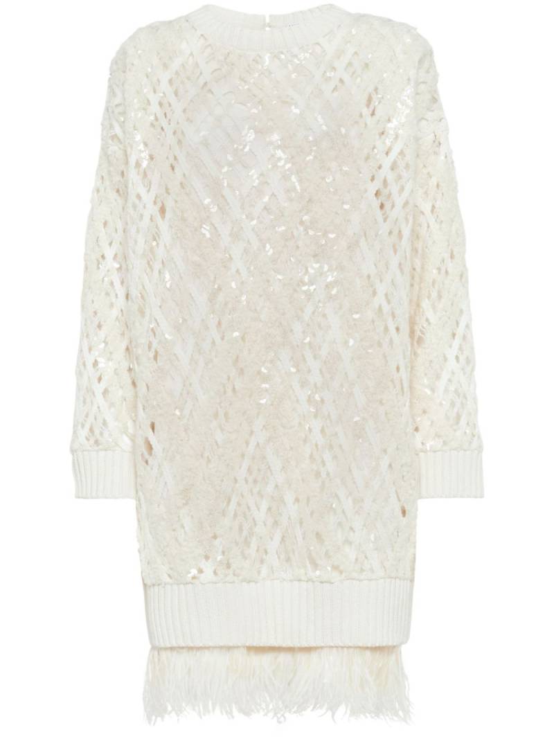 Brunello Cucinelli sequin-embellished cashmere dress - White von Brunello Cucinelli