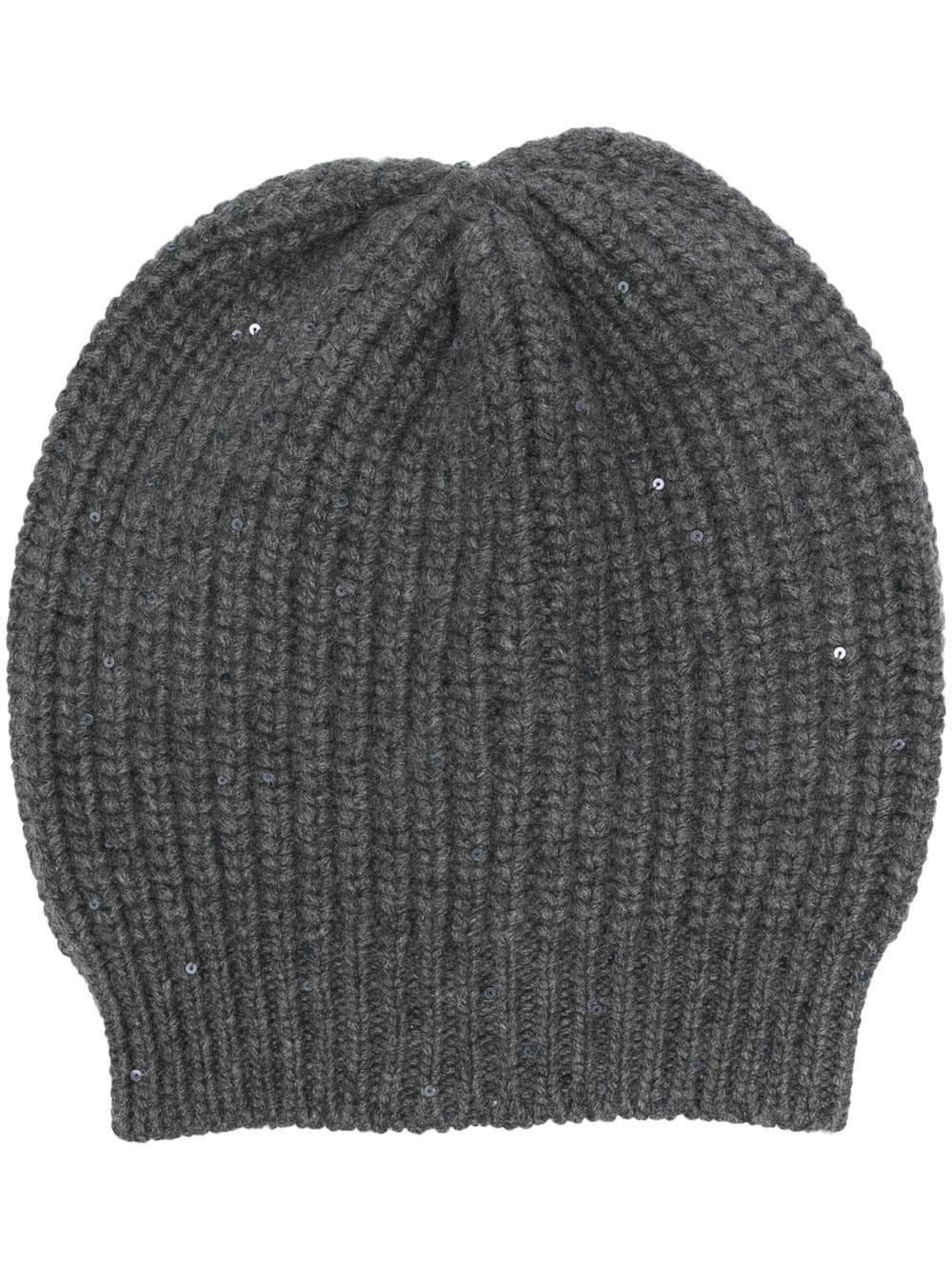 Brunello Cucinelli sequin-embellished knit beanie - Grey von Brunello Cucinelli