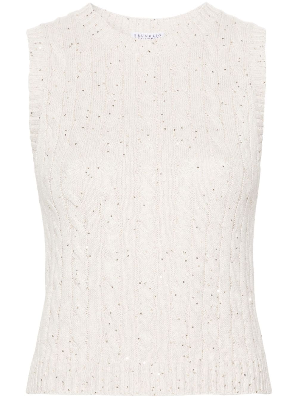 Brunello Cucinelli sequin-embellished knitted tank top - Neutrals von Brunello Cucinelli