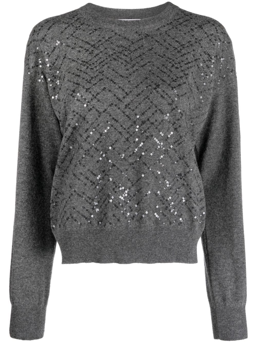 Brunello Cucinelli sequin-embellished wool jumper - Grey von Brunello Cucinelli