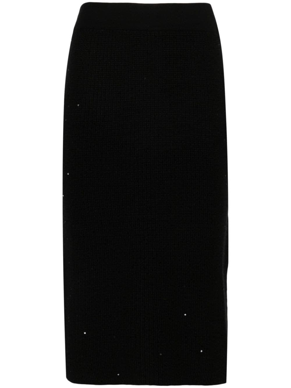 Brunello Cucinelli sequinned ribbed midi skirt - Black von Brunello Cucinelli