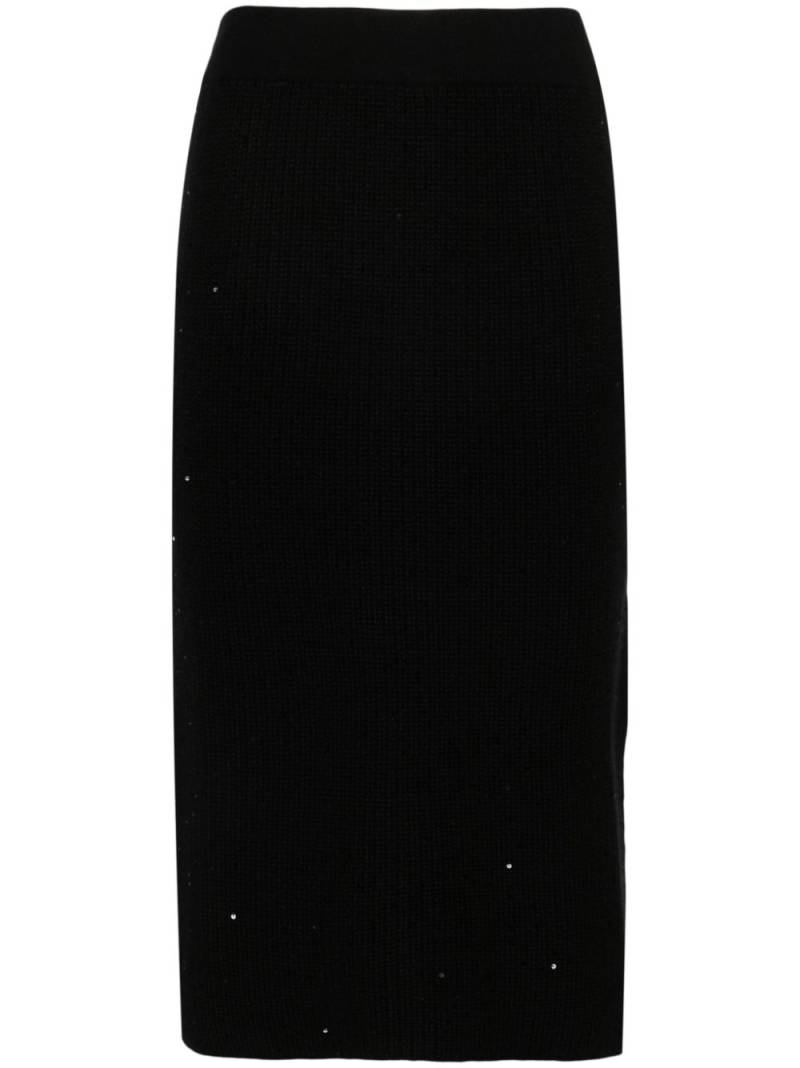 Brunello Cucinelli sequinned ribbed midi skirt - Black von Brunello Cucinelli