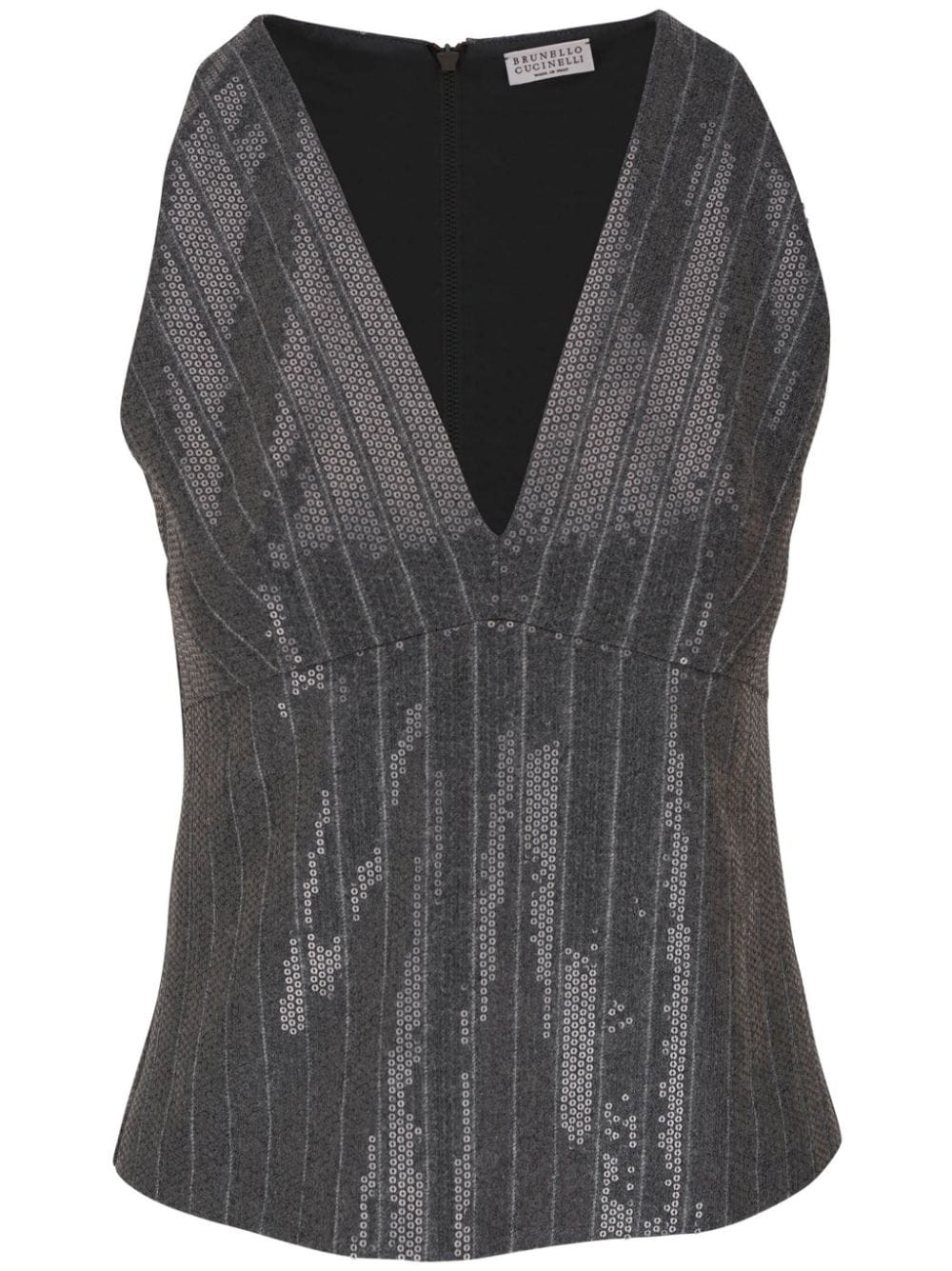 Brunello Cucinelli sequinned top - Grey von Brunello Cucinelli