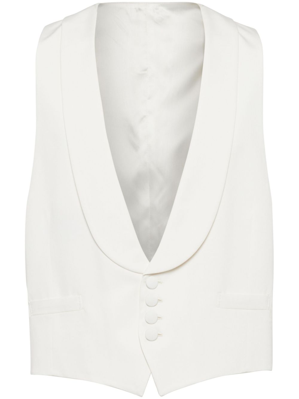 Brunello Cucinelli shawl-lapels silk waistcoat - White von Brunello Cucinelli