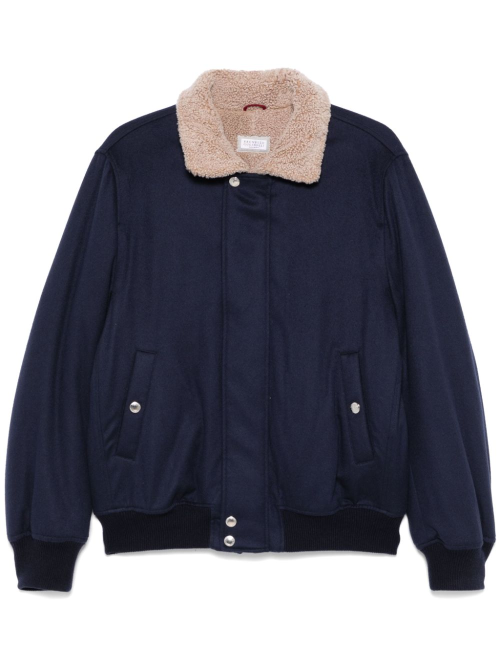 Brunello Cucinelli shearling-collar bomber jacket - Blue von Brunello Cucinelli