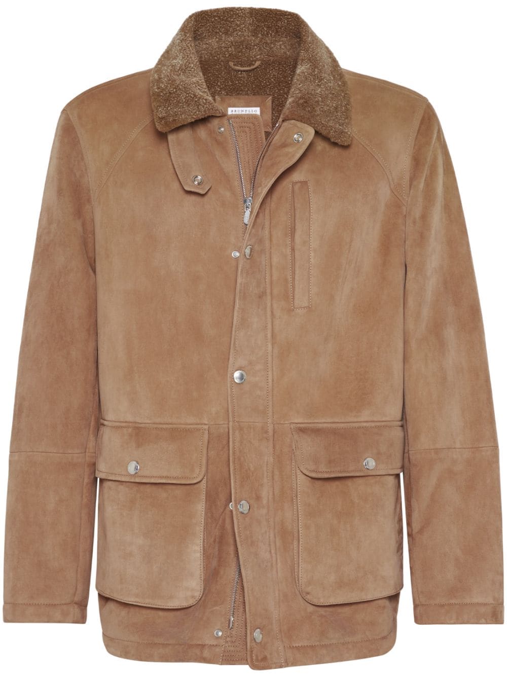 Brunello Cucinelli shearling-collar leather jacket - Brown von Brunello Cucinelli